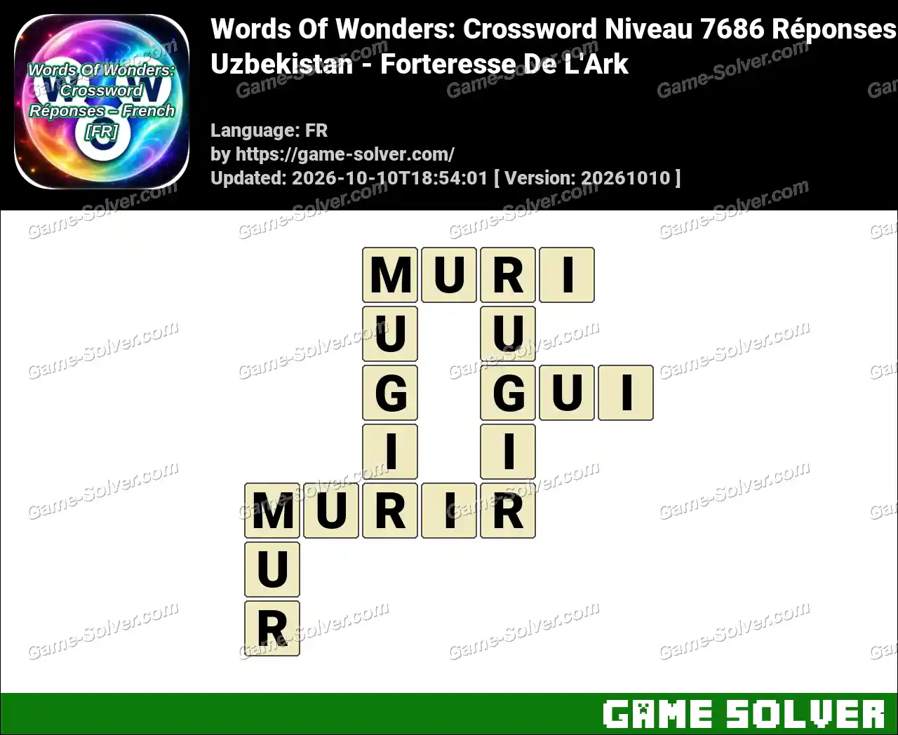 Words Of Wonders: Crossword Niveau 7686 Réponses – Uzbekistan – Forteresse De L’Ark